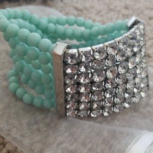 Turquoise and Rhinestone Bracelet